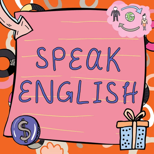 Εγγραφείτε Εμφανίζοντας Speak Αγγλικά Επιχειρηματική Επισκόπηση Μελέτη Άλλη Ξένη Γλώσσα — Φωτογραφία Αρχείου