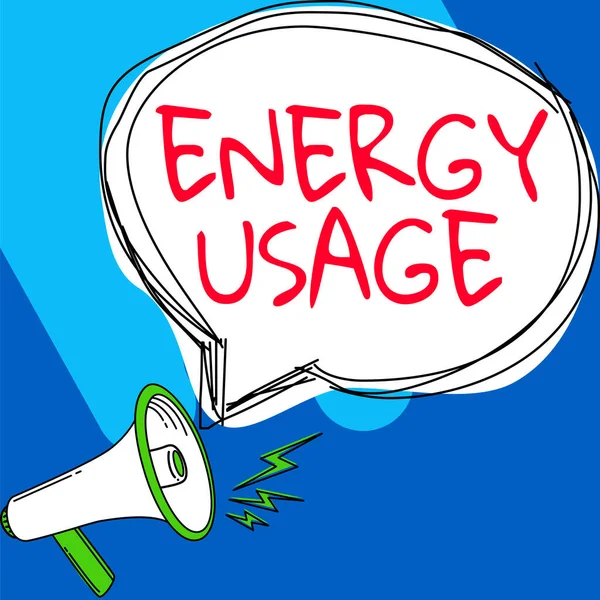 Skylt Som Visar Energianvändning Affärsöversikt Mängd Energi Som Förbrukas Eller — Stockfoto