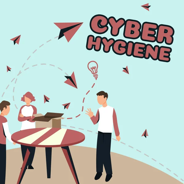 Écriture Texte Cyber Hygiene Business Idea Steps Computer Users Take — Photo