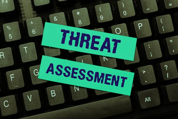 Hand writing sign Threat Assessment, Internet Concept determining the seriousness of a potential threat