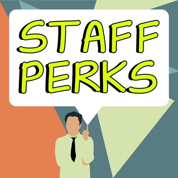 Assinar Exibindo Perks Staff Palavra Escrito Benefícios Trabalhadores Bônus Remuneração — Fotografia de Stock