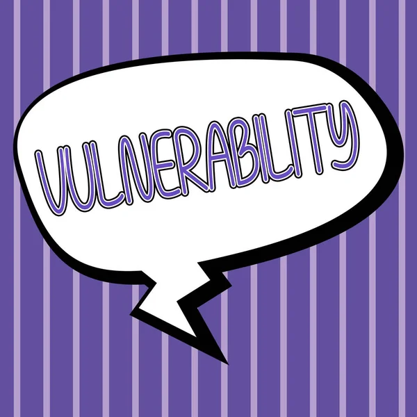 Text Sign Showing Vulnerability Business Overview State Being Exposed Possibility — Stock Photo, Image
