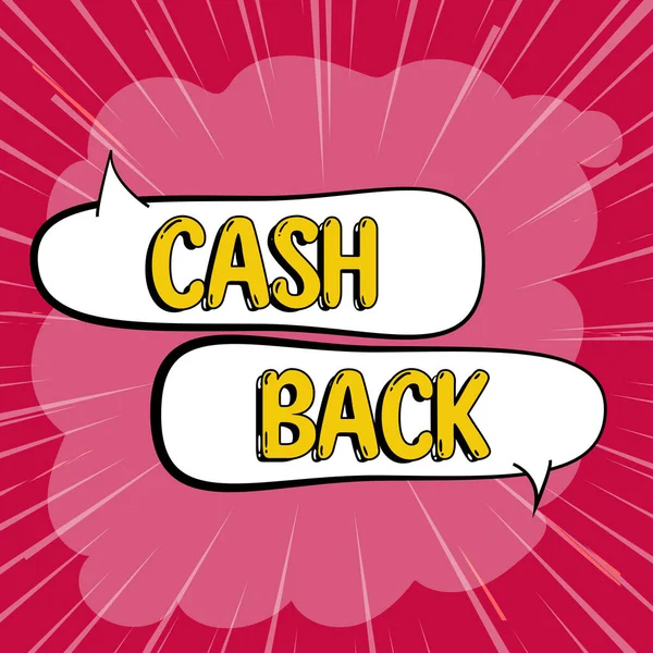 Cash Back Metninin Gösterimi Yazılıyor Alıcılara Para Almaları Için Bazı — Stok fotoğraf