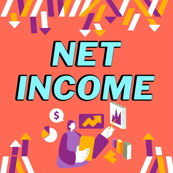 Conceptuele Weergave Netto Inkomen Woord Voor Het Bruto Inkomen Dat — Stockfoto