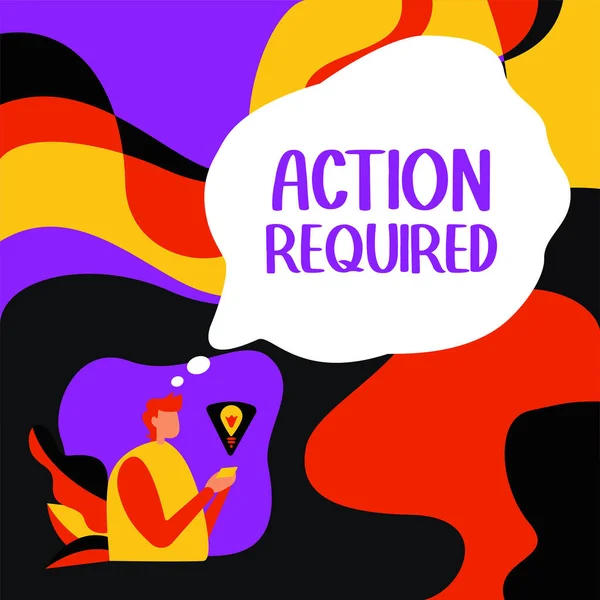 Text Showing Inspiration Action Required Internet Concept Regard Action Someone — Stock Photo, Image