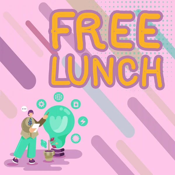 Text caption presenting Free Lunch, Business showcase something you get free that you usually have to work or pay for
