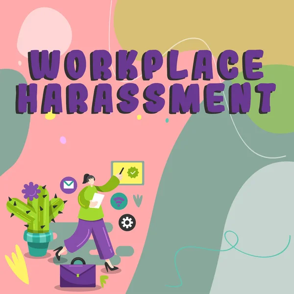 Textschild Mit Belästigung Arbeitsplatz Geschäftskonzept Unterschiedliche Rasse Geschlecht Alter Sexuelle — Stockfoto