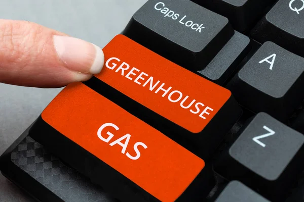 Text sign showing Greenhouse Gas, Business concept carbon dioxide contribute to greenhouse effect by absorbing infrared radiation