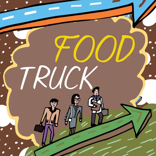 Scrittura Visualizzazione Testo Food Truck Business Vetrina Grande Veicolo Con — Foto Stock