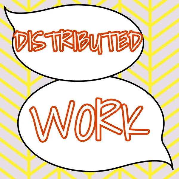 Texttext Som Presenterar Distribuerat Arbete Word För Företag Som Använder — Stockfoto