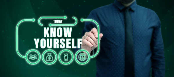 Conceptuele Weergave Ken Jezelf Business Showcase Find You Understanding Strength — Stockfoto
