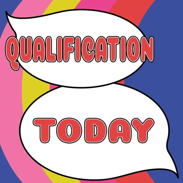 Text Bildtext Presenterar Qualification Word Skrivet Officiellt Tillstånd Och Certifiering — Stockfoto