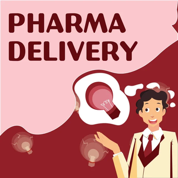 Szöveg Felirat Bemutató Pharma Delivery Üzleti Áttekintés Kapok Receptek Postán — Stock Fotó