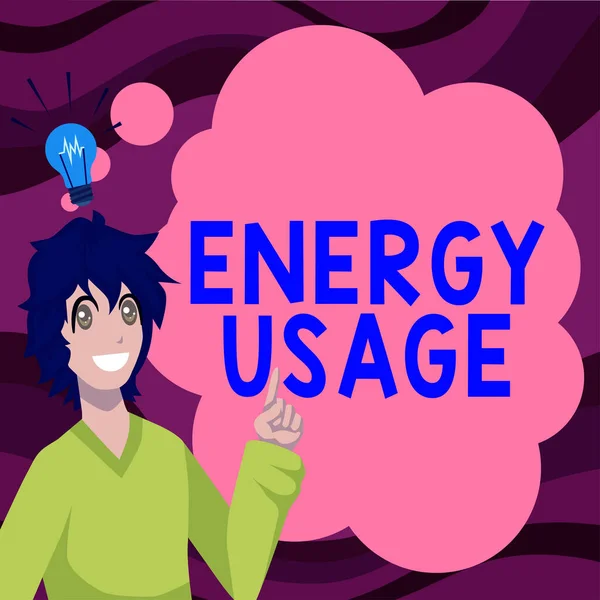 Schrijven Met Tekst Energiegebruik Business Showcase Hoeveelheid Energie Verbruikt Gebruikt — Stockfoto