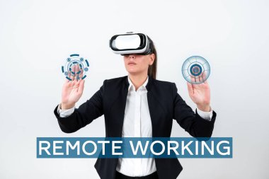 Bir çalışanın çoğunlukla evden çalıştığı kavramsal başlık Uzaktan Çalışma, Kavramsal fotoğraf durumu