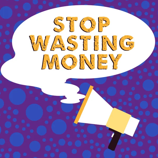 Tanda Teks Yang Menunjukkan Stop Wasting Money Business Showcase Advicing — Stok Foto