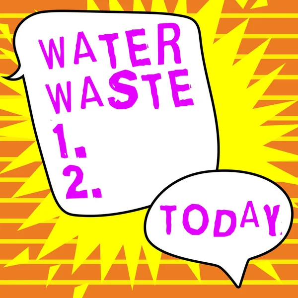 Text Sign Showing Water Waste Internet Concept Liquid Has Been — Stock Photo, Image