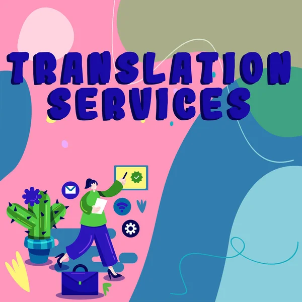 Inspiratie Tonen Teken Vertaaldiensten Business Idee Organisatie Die Mensen Spraak — Stockfoto