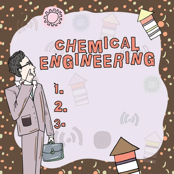 Znaki Wyświetlające Chemical Engineering Słowo Dla Rozwoju Rzeczy Związanych Przemysłowym — Zdjęcie stockowe
