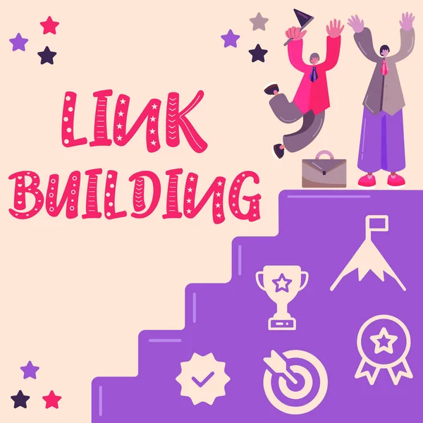 Concereption Link Building Word Seo Term Exchange Links Acquire Hyperlinks — 스톡 사진