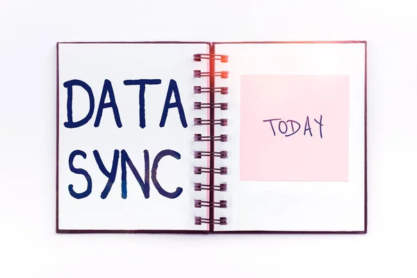 Inspiratie Toont Teken Data Sync Concept Betekent Data Die Continu — Stockfoto