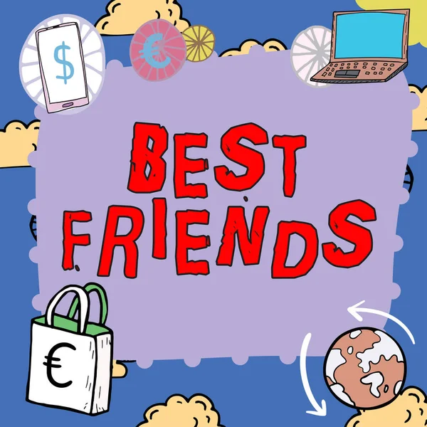 Sinal Escrita Mão Best Friends Word Person You Value Other — Fotografia de Stock