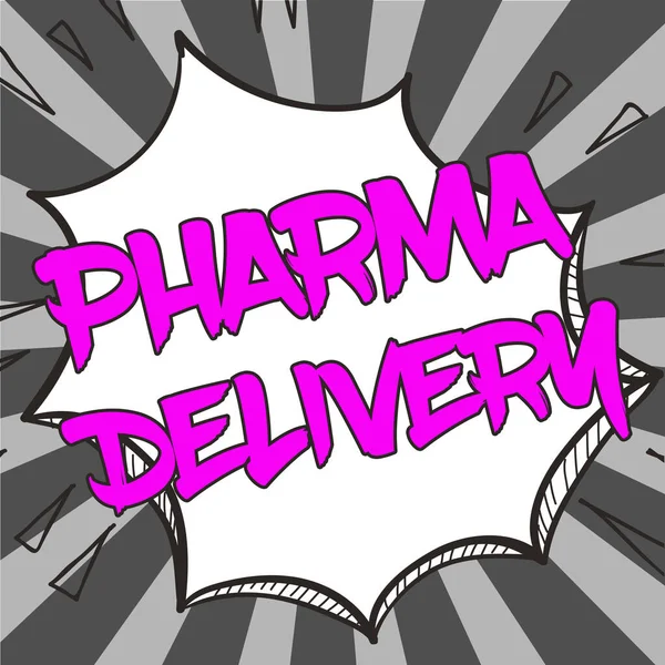 Szöveg Felirat Bemutató Pharma Delivery Koncepció Jelentése Kapok Receptek Postán — Stock Fotó
