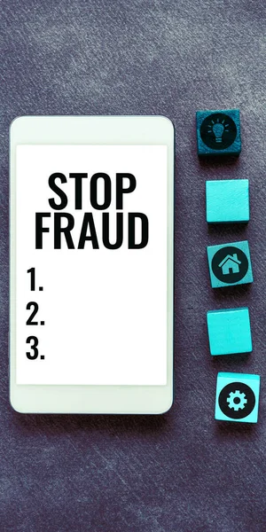 Conceptual display Stop Fraud, Word Written on campaign advices people to watch out thier money transactions