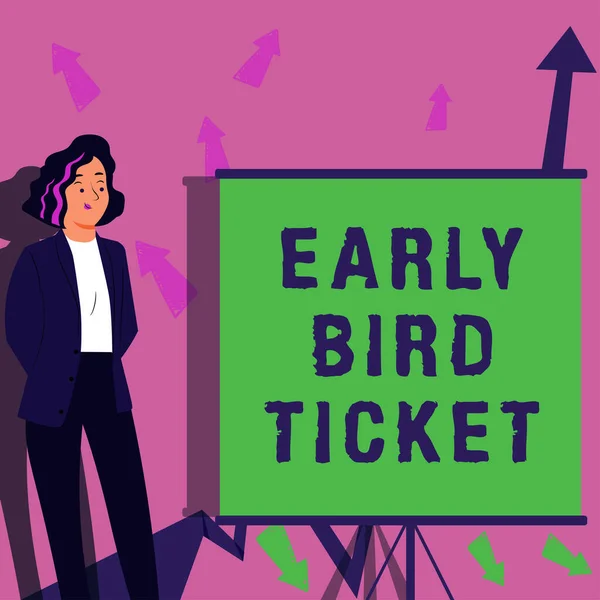 Testo Che Mostra Ispirazione Early Bird Ticket Business Overview Acquistare — Foto Stock