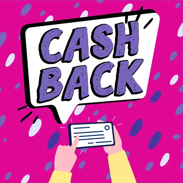 Handschrift Zeichen Cash Back Geschäftsansatz Anreiz Bot Käufern Bestimmte Produkt — Stockfoto
