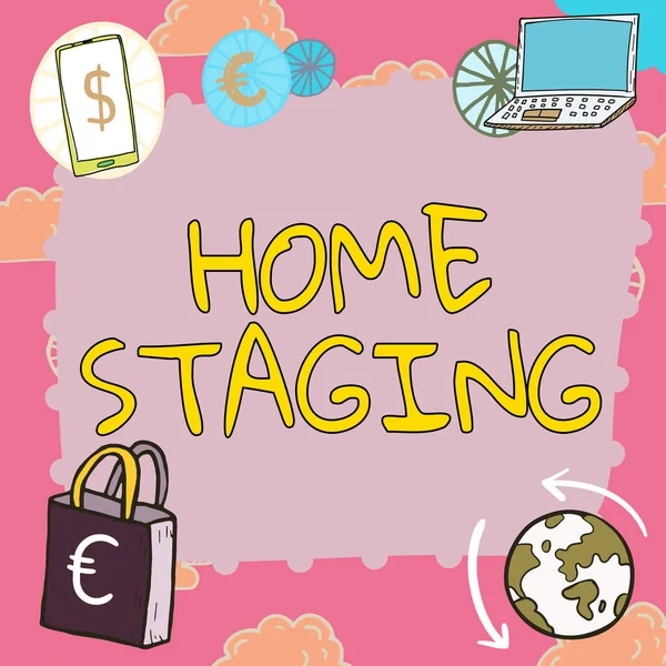 Textové Titulky Prezentující Home Staging Obchodní Přehled Příprava Soukromé Rezidence — Stock fotografie