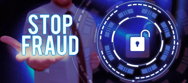 Τίτλος Κειμένου Που Παρουσιάζει Stop Fraud Word Campaign Συμβουλεύει Τους — Φωτογραφία Αρχείου