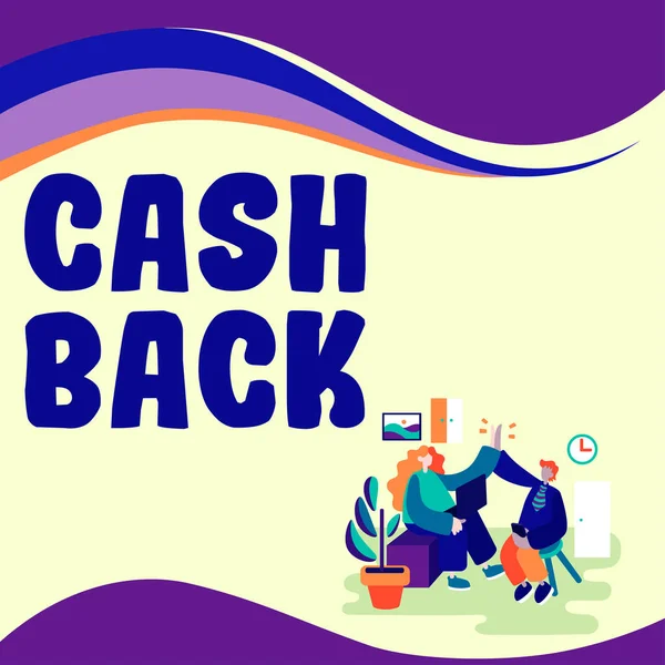 Bildunterschrift Cash Back Konzept Das Anreize Für Käufer Bietet Bestimmte — Stockfoto