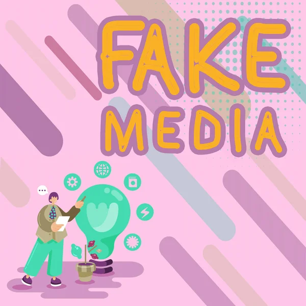 Tekst Met Inspiratie Fake Media Concept Betekent Een Formatie Van — Stockfoto
