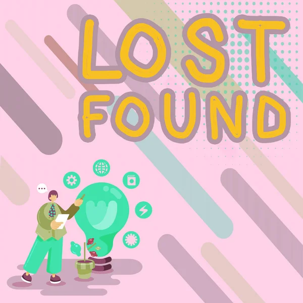 Inspiration Showing Sign Lost Found Business Overview Things Left May — Stock Photo, Image