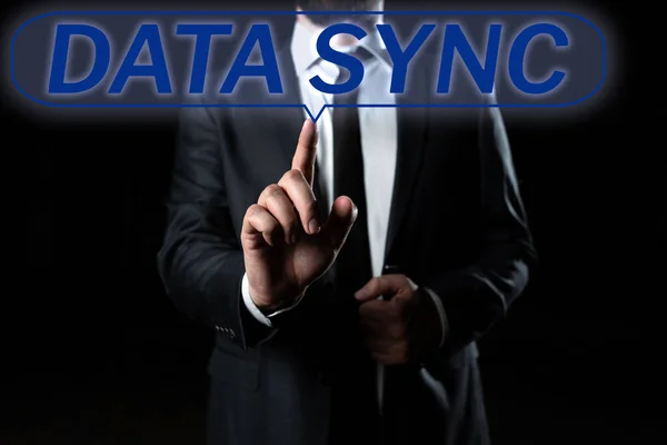 Tekst Met Inspiratie Data Sync Woord Voor Data Die Continu — Stockfoto