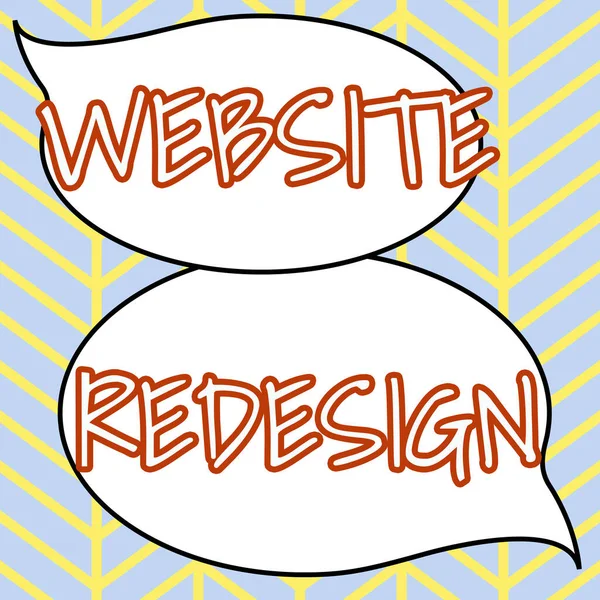 Текстовий Знак Показує Редизайн Веб Сайту Концепція Інтернету Модернізує Або — стокове фото