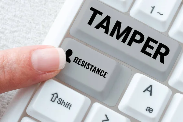 Text sign showing Tamper Resistance, Word for resilent to physical harm, threats, intimidation, or corrupt persuasion