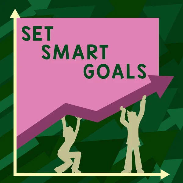 Sinal Exibindo Set Smart Goals Foto Conceitual Estabelecer Objetivos Alcançáveis — Fotografia de Stock