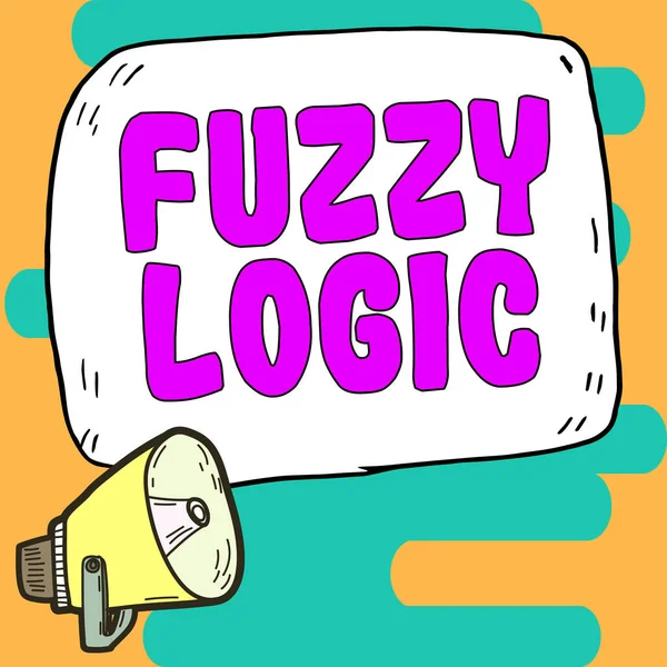 Text caption presenting Fuzzy Logic, Internet Concept system in which statement can be true, false, or any value in between