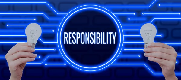Conceptual Display Responsibility Word Written Having Control Someone Act Being — 스톡 사진