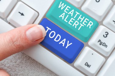 Kavramsal hava durumu uyarısı, atmosferin yeri ve zamanı hakkında acil uyarı kelimesi