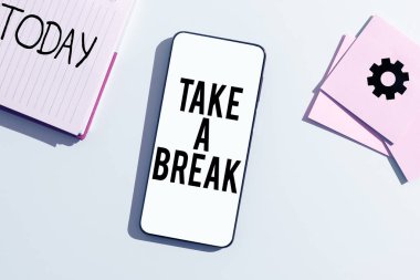Handwriting text Take A Break, Word for Resting Stop doing something recreation time get out of work clipart