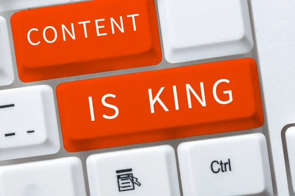 Text showing inspiration Content Is King, Business idea Content is the heart of todays marketing strategies