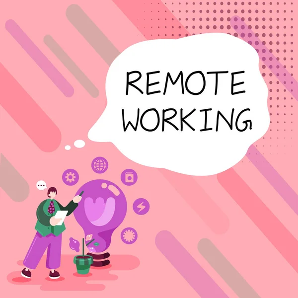 Conceptual Display Remote Working Business Showcase Situation Which Employee Works — 스톡 사진