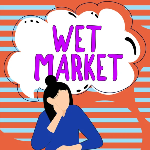Inspiration Montrant Signe Wet Market Business Concept Market Vente Produits — Photo