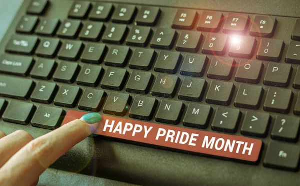 Text Bildtext Som Presenterar Happy Pride Month Affärsidé Period Njutning — Stockfoto