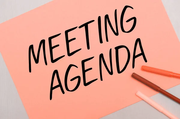 Conceptual caption Meeting Agenda, Business overview An agenda sets clear expectations for what needs to a meeting