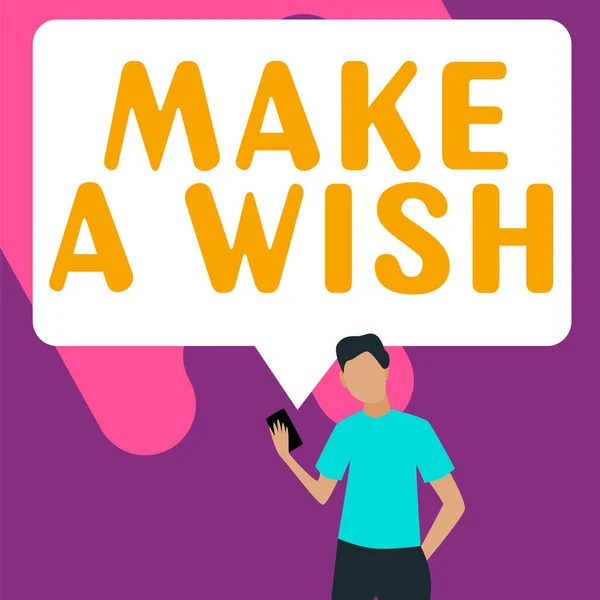 Εγγραφή Εμφάνισης Κειμένου Make Wish Business Concept Για Επιθυμήσετε Μια — Φωτογραφία Αρχείου