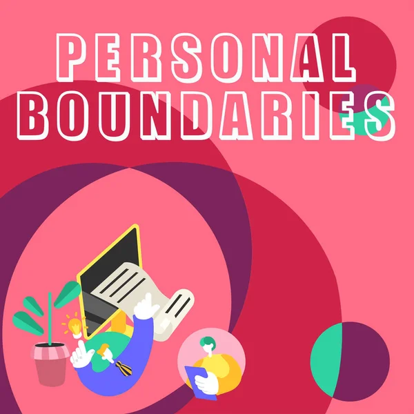 Hand Writing Sign Personal Boundaries Business Idea Something Indicates Limit — Stock Photo, Image